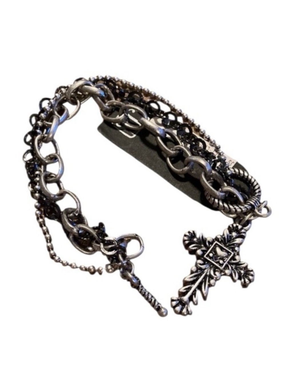 J S Collection Designs Silver Cross Bracelet